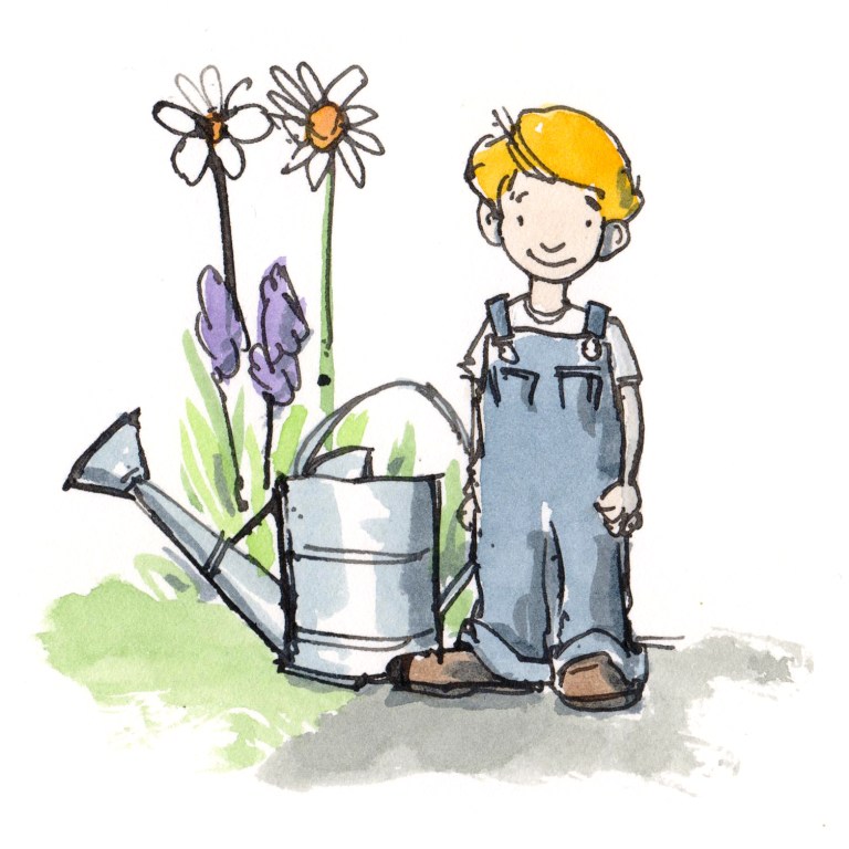 children gardening four